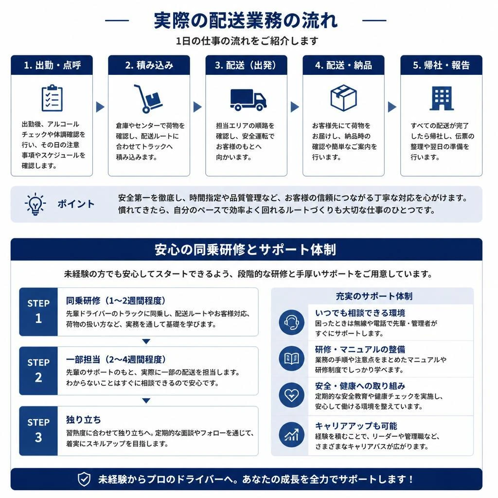 お仕事の流れとサポート体制