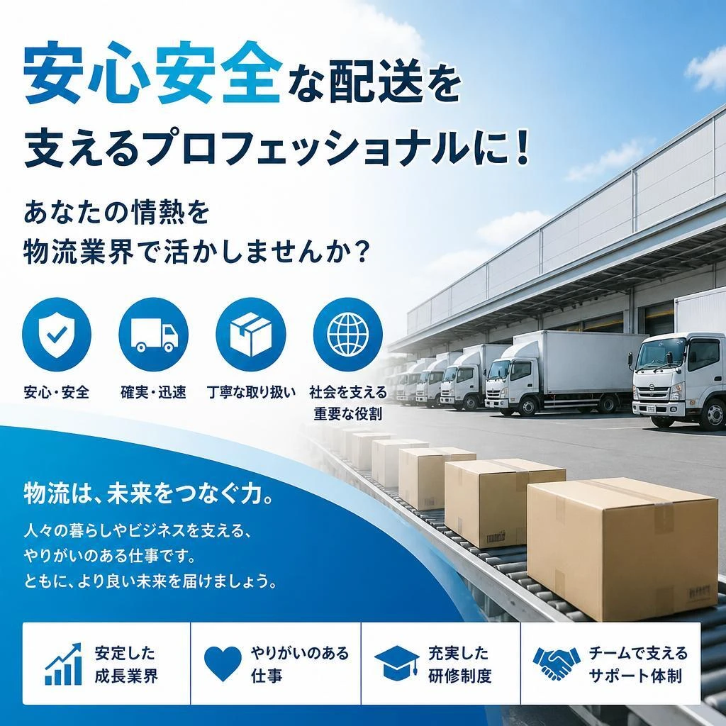 安心安全な配送を支えるプロフェッショナルに！あなたの情熱を物流業界で活かしませんか？