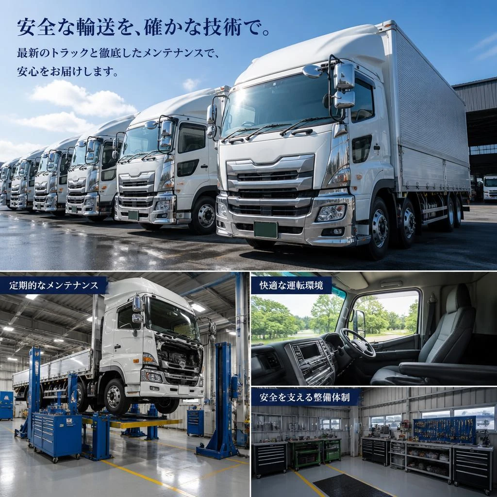 最新のトラックと設備