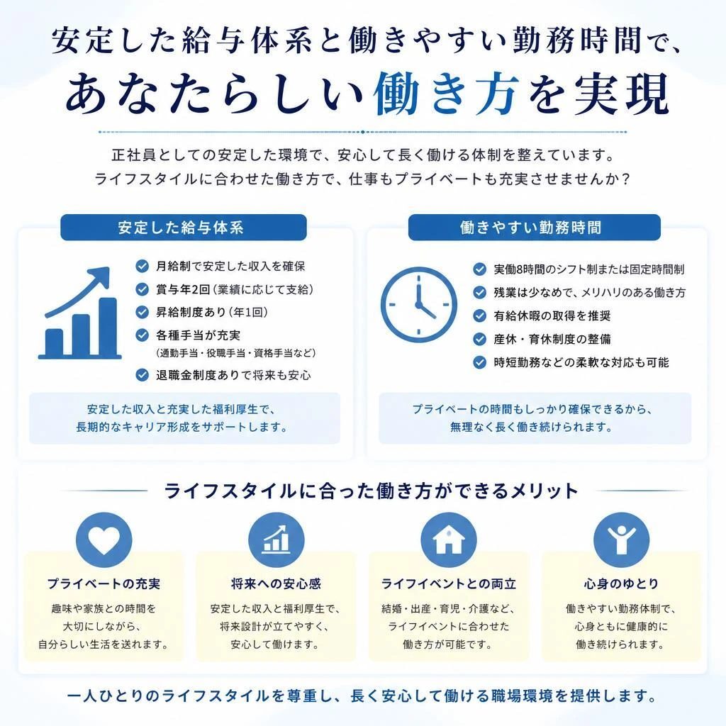 働きやすい環境と安定した給与
