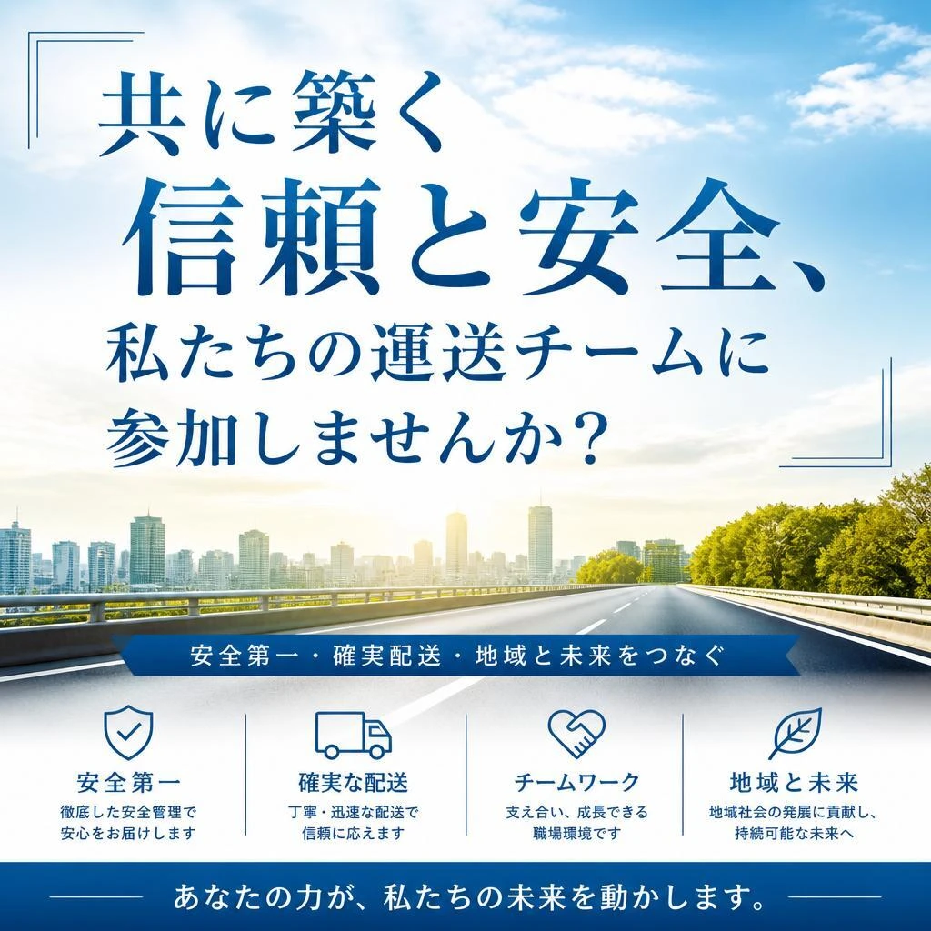 共に築く信頼と安全、私たちの運送チームに参加しませんか？