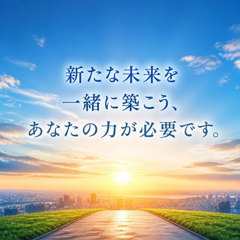 新たな未来を一緒に築こう、あなたの力が必要です。
