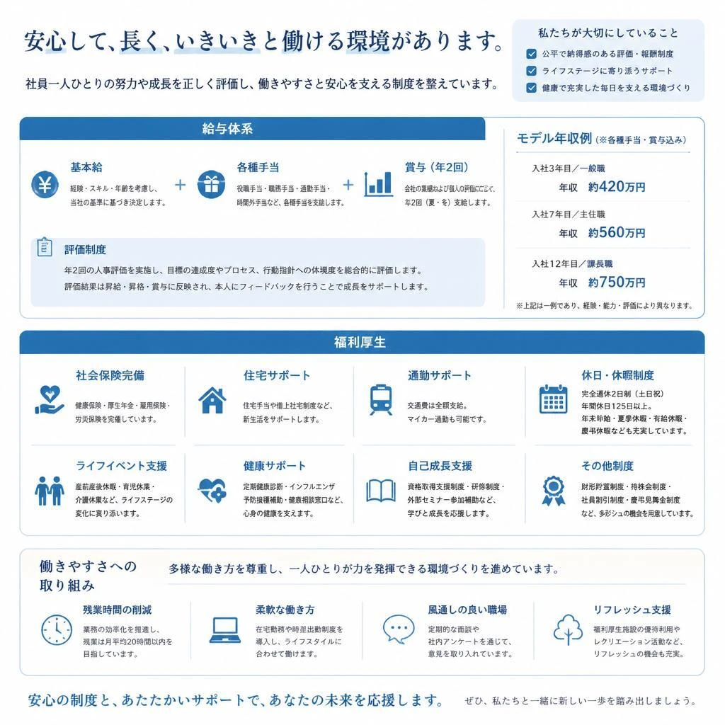 安心して働ける！充実の労働条件